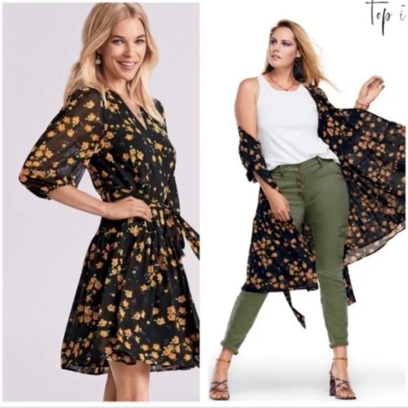 Cabi # 5945 Size XS Black Floral Debut Dress in Fiesta Floral - Picture 3 of 8